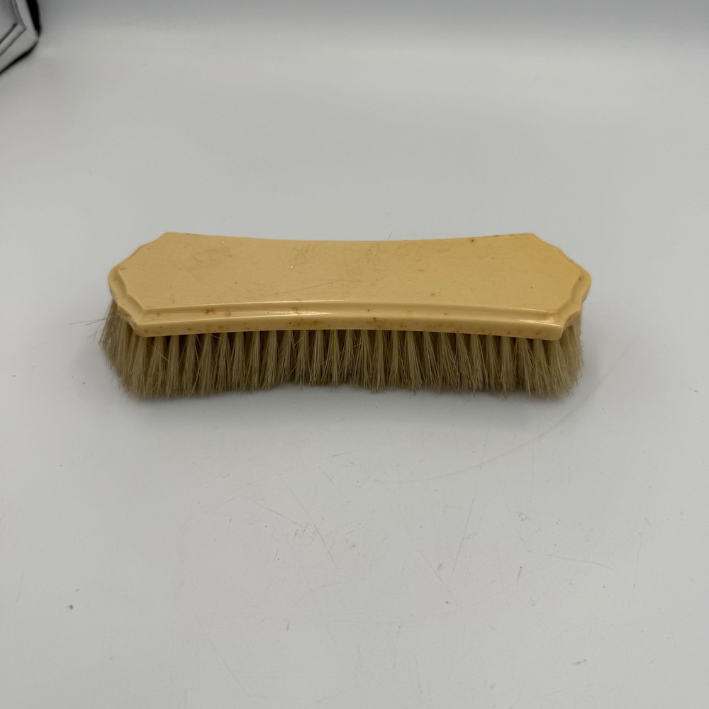 Vintage Pyralin Du Barry Clothes Brush Celluloid Cream Art Deco Vanity Tool 7"